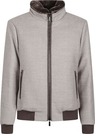 Moorer Bellati-Lp Grey Virgin Wool Bomber Jacket