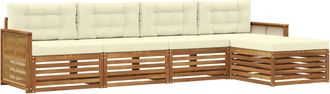 vidaXL Conjunto De Sof&aacute;s De Exterior 5 Uds. Natural Y Crema Vidaxl