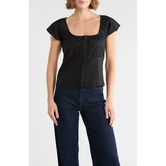 Vigoss Fitted Milkmaid Top in Black at Nordstrom Rack, Size X-Large