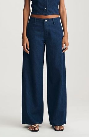Mavi Siena High Waist Wide Leg Jeans in Dark Linen Denim at Nordstrom, Size 27 X 30
