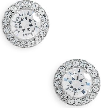 Nordstrom Halo Cubic Zirconia Stud Earrings in Clear- Rhodium at Nordstrom
