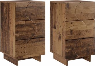 vidaXL Mesa De Noche 2 Pcs Madera Envejecida 33,5 X 34,5 X 60 Cm Vidaxl