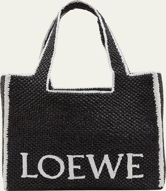 Loewe x Paulas Ibiza Font Logo Large Tote Bag in Raffia