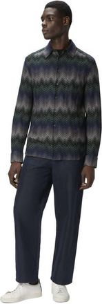 Missoni Long Sleeve Shirt With Irregular Zigzag in Blue & Green at Nordstrom, Size 52 It