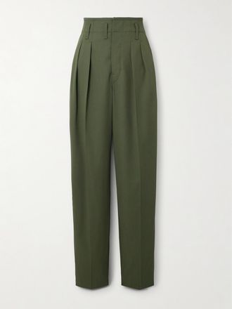 Christophe Lemaire Pantaloni A Gamba Affusolata In Lana Con Pinces - Verde