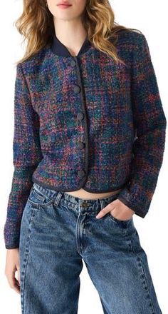 Steve Madden Carlene Tweed Jacket in Blue at Nordstrom Rack, Size X-Small