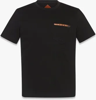 MCM Silket Logo T-Shirt With Zip Pocket in Black at Nordstrom, Size X-Large