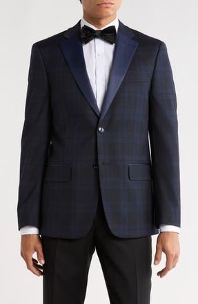 Tommy Hilfiger Plaid Two-Button Sport Coatoat in Navy at Nordstrom Rack, Size 40Long