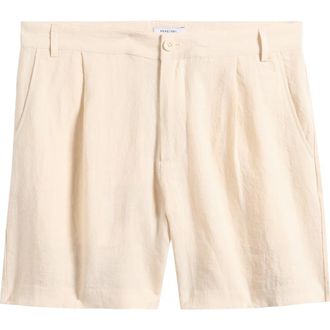 Percival Pleated Linen Shorts in Cream at Nordstrom, Size 30