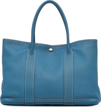 Herm&egrave;s Pre-owned Womens Garden Party Tote Leather Bag - Blue - One Size