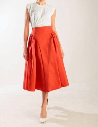 Flying Tomato Womens Solid Woven Full Midi Skirt In Orange