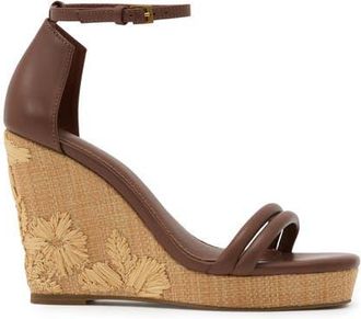Reiss Hazel Ankle Strap Platform Wedge Sandal in Tan at Nordstrom, Size 10.5Us