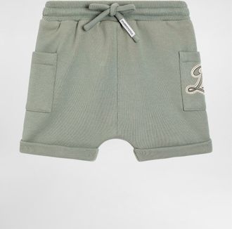 Dolce & Gabbana Fleece Bermuda Shorts With Dg Embroidery - Man Green 12/18 Months