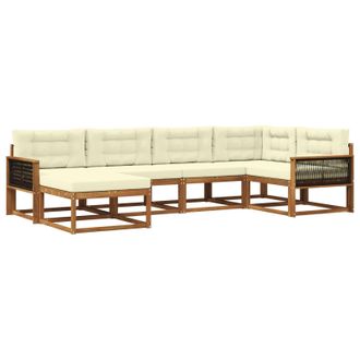 vidaXL Conjunto De Sof&aacute;s De Exterior 6 Pcs Natural Y Crema Vidaxl