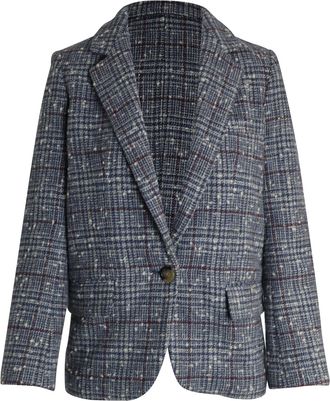 Isabel Marant Isabel Marant Pre-owned Womens &Eacute;toile Kice Checked Boucl&eacute; Blazer In Light Blue Wool - Size X-Small