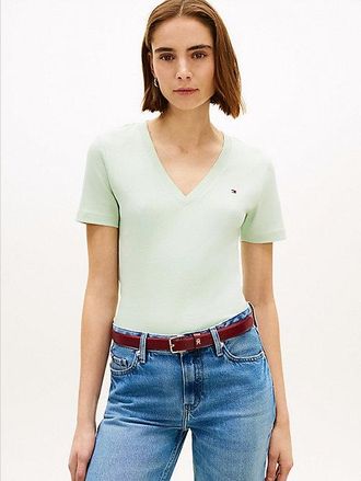 Tommy Hilfiger Flag Embroidery V-Neck Slim T-Shirt