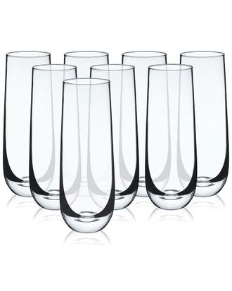 True Set Of 8 Stemless Champagne Flutes