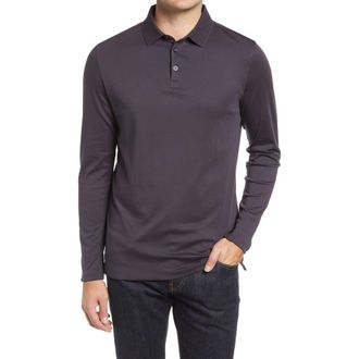 Robert Barakett Georgia Long Sleeve Polo in Deep Eggpl at Nordstrom Rack, Size Xx-Large