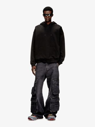 Diesel Embroidered Logo Cotton Hoodie - Black