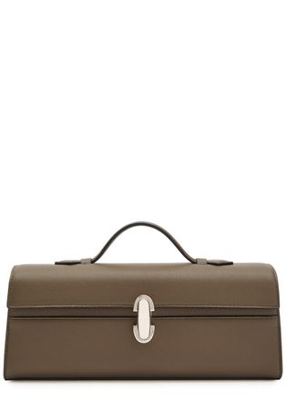 Savette Slim Symmetry Grained Leather Pochette - Dark Brown - One Size