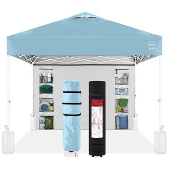Best Choice Products 10x10ft Easy Setup Pop Up Canopy, Portable Tent w/ Side Wall, 1-Button Push, Case