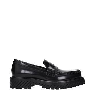Off-white Off White Damens Schwarze Combat-Loafer aus Leder
