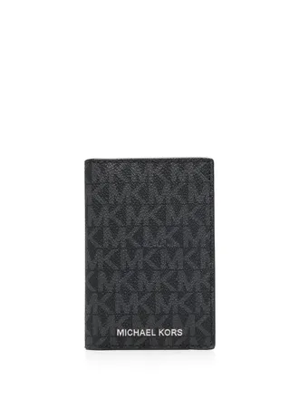 Michael Kors monogram-print leather cardholder - Black