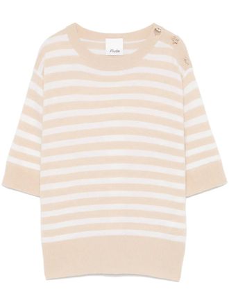 Allude striped T-shirt - women - Virgin Wool/Cashmere - S - Neutrals