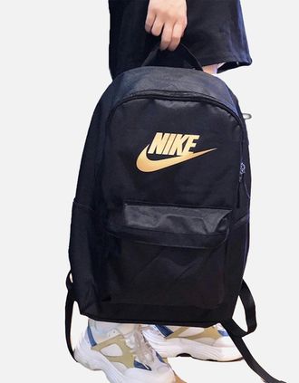 Nike Mens NIKE Heritage Mens Backpack Adjustable Shoulder Strap Logo Sports Rucksack Black