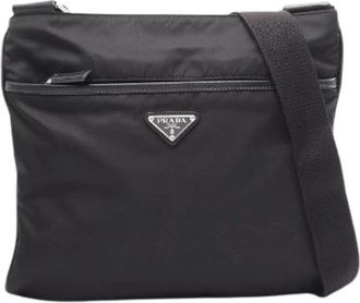 Prada Pre-owned Tessuto Saffiano schoudertas - Heren - Vintage Schoudertas - Zwart - ONE Size - Leer - Vintage