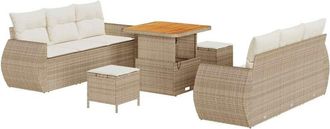 vidaXL Conjunto De Sof&aacute; De Jard&iacute;n 9 Pcs Beige Rat&aacute;n Sint&eacute;tico Vidaxl