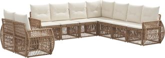vidaXL Conjunto De Sof&aacute;s De Jard&iacute;n 9 Uds. Beige Y Blanco Crema Vidaxl