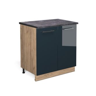 Vicco Mueble Bajo Fame-line, Azul Oscuro Alto Brillo, 80 Cm Con Estante, Et Antracita Vicco
