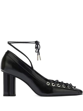 Ganni lace-up pointed pumps - Black