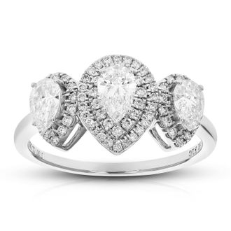 Vir Jewels 1 cttw Lab Grown Diamond 3 Stone Engagement Ring in 14K White Gold For Women