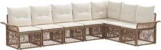 vidaXL Conjunto De Sof&aacute;s De Jard&iacute;n 7 Uds. Beige Rat&aacute;n Sint&eacute;tico Vidaxl