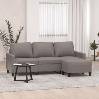 vidaXL Vidaxl - Sof&aacute; De 3 Plazas Con Taburete De Tela Gris Taupe 180 Cm