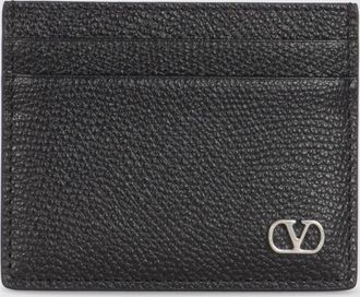 Valentino Garavani Portacarte piatto VLogo Signature in pelle di vitello