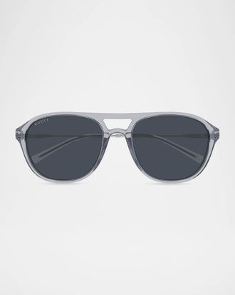 Gucci Men & apos;s GG2254SK Quiet Luxury Recycled Acetate & Metal Pilot Sunglasses