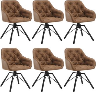 Woltu 6x Sill&oacute;n/silla De Comedor Acolchado Giratorio 360&deg; Moderno Para Sala De Espera En Elegante Pu Con Reposabrazos, Marr&oacute;n Claro - Woltu