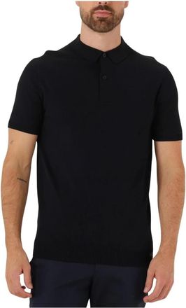 Genti Navy Polo Knoop Shirt - Heren - Polos - Zwart - L - Nylon - Tops