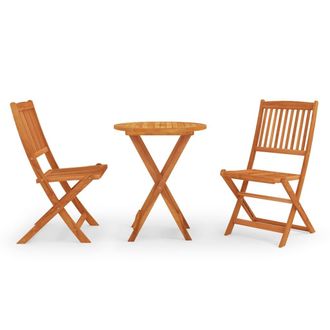 vidaXL Set De Comedor De Jard&iacute;n Plegable 3 Pzas Madera Eucalipto Vidaxl