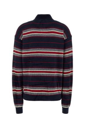 Miu Miu Womens Embroidered Chenille Sweater Bleu Exterior: Viscose Nylon Maglieria