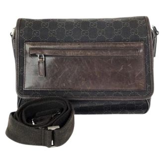 Gucci Pre-owned Cross Body Bags, female, Brown, Size: ONE SIZE Pre-owned GG Canvas Leather Shoulder Bag