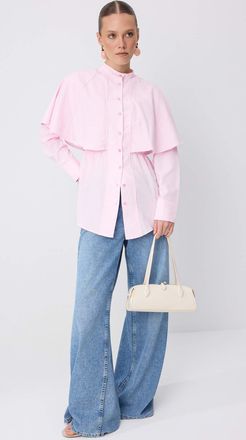 Trendyol Modest Dames Roze Effen Lang Getailleerd Modest Overhemden