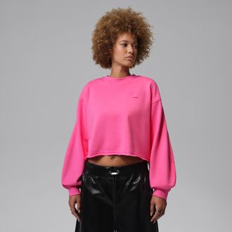 Nike Jordan Womens Jordan Flight Fleece Mod-Crop Crew-Neck Sweatshirt in Pink | IF1006-684