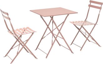 Oviala Mesa de bistr&oacute; para el jard&iacute;n y 2 sillas plegables rosa empolvado