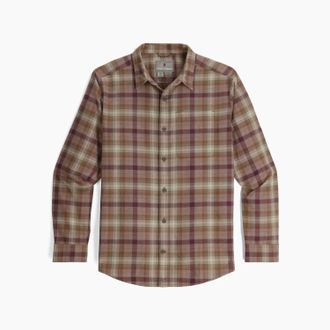 Royal Robbins Mens Lieback Organic Cotton Flannel Long Sleeve Shirt In Dusty Olive Dipsea Plaid