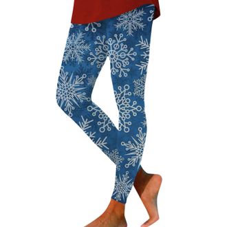 Generic Christmas Leggings for Women UK Funny Xmas Tree Reindeer Wine Glass Snowflake Printed Trendy Holiday Yoga Pants Skinny High Waist Sports Tights Ladies