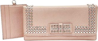 Miu Miu Beige Pink Pink Leather Long Wallet (Bi-Fold) (Pre-Owned)